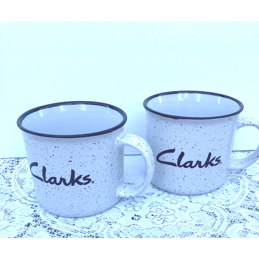 Clarks Footwear White‎ black coffee mug Set of 2